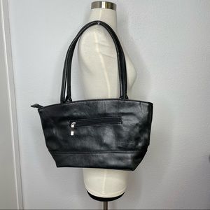 NWOT Black Pleather Shoulder Handbag Purse with Silver & Black Hardware